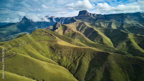 Dramatic Plateau Escarpment In South Africa, Tableland Rising Above Rolling Slopes With Bold Cliffs