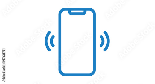 A blue line art illustration depicting a smartphone receiving a call or notification high quality professional