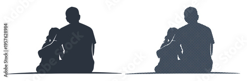 A parent and child silhouette share a quiet moment, embracing connection and comfort.