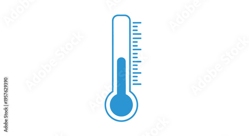 A simple blue thermometer graphic shows a moderate temperature reading with a bulb high quality professional
