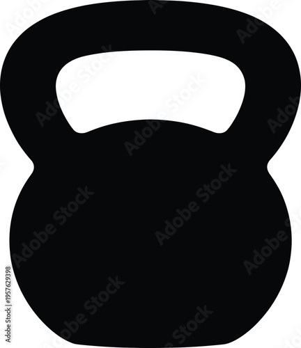Black kettlebell silhouette with a handle cutout displayed against a plain background