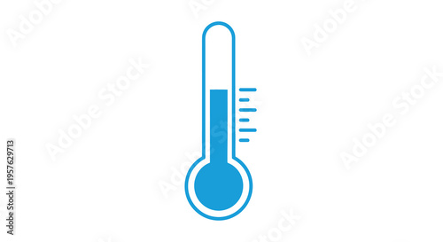 A simple flat blue thermometer icon displays a moderate temperature reading on a white background