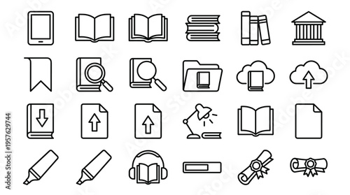 Set of 28 Education and Learning Outline Vector Icons