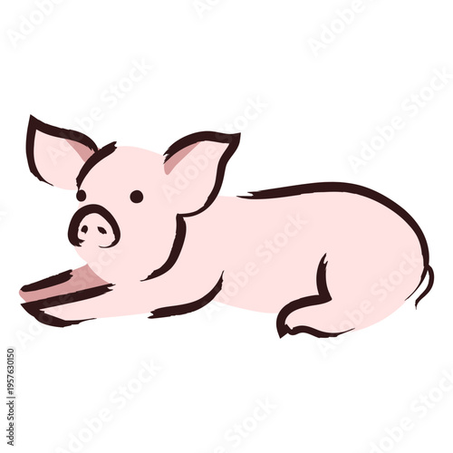 Cartoon pig laying down