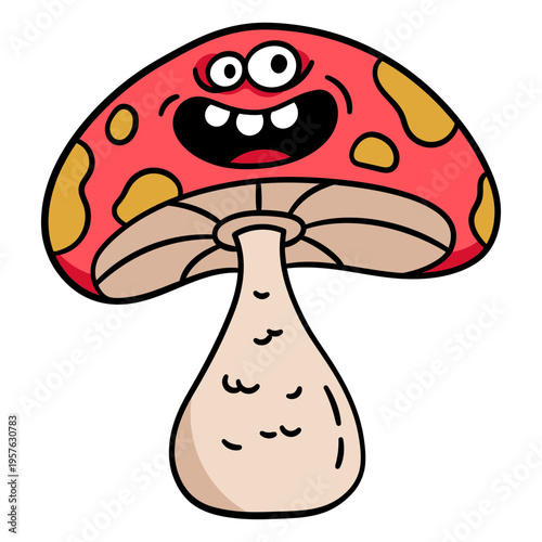 Cartoon mushroom smiling