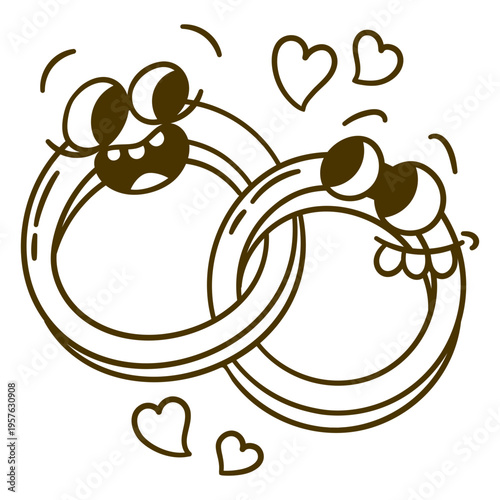 Two wedding rings with hearts on them