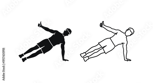 Man performing side plank exercise in black and white a striking silhouette