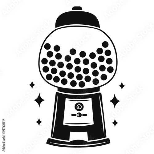 Black and white image of a gumball machine