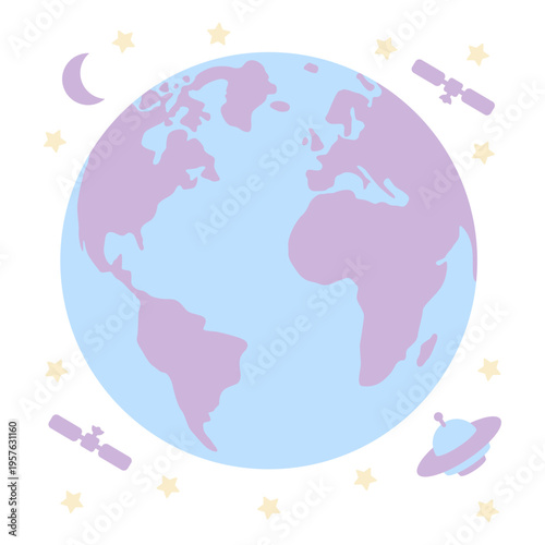 The earth is surrounded by stars and planets