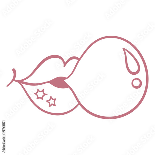 Pink lips with stars blowing gum