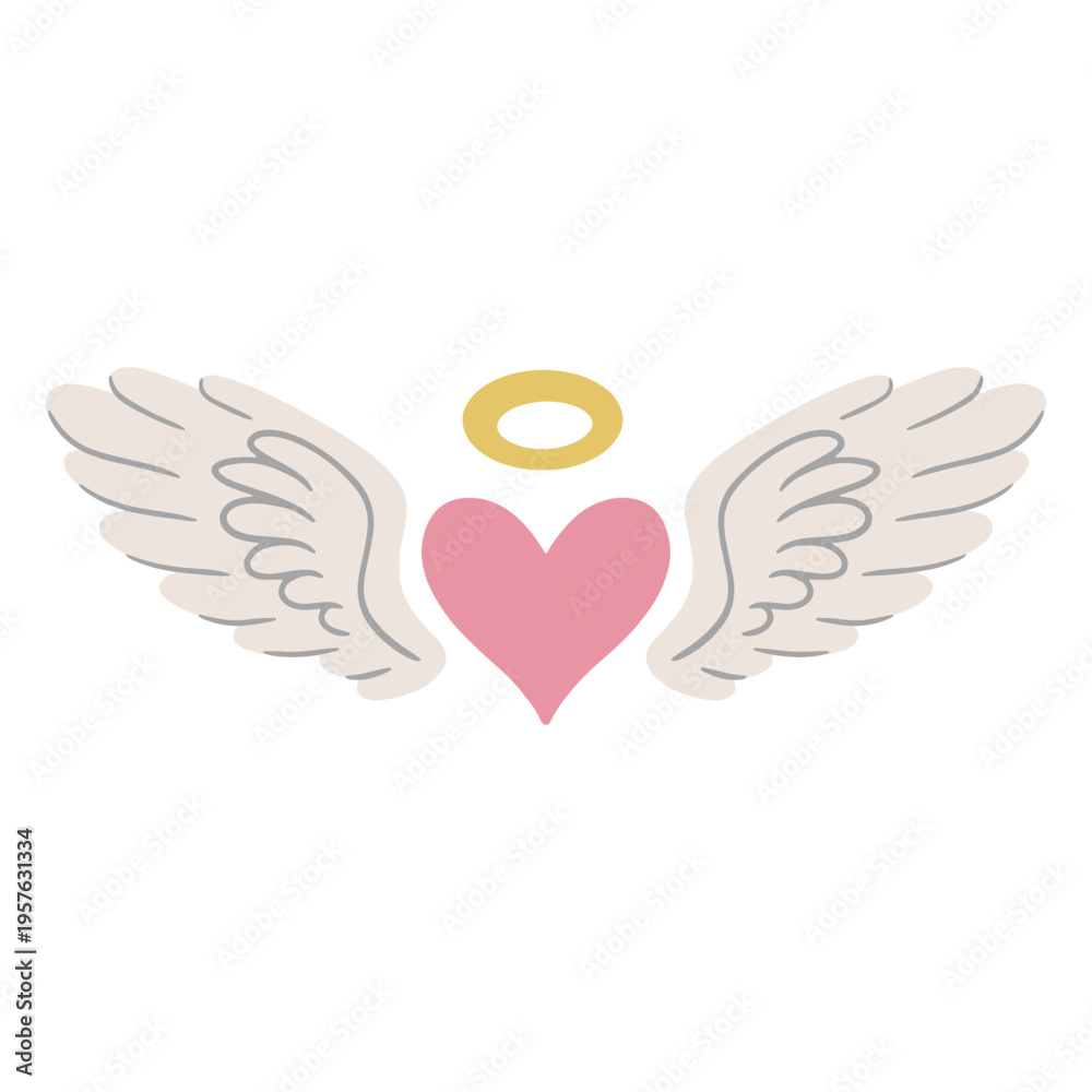 Fototapeta premium Pink heart with angel wings
