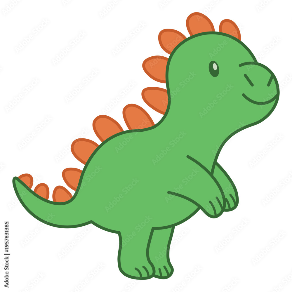 Naklejka premium Green and orange cartoon dinosaur