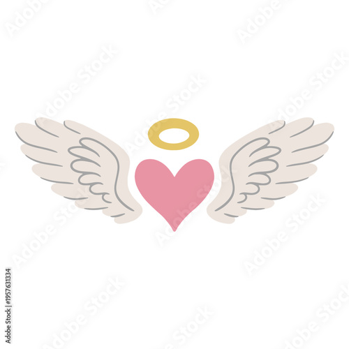 Pink heart with angel wings