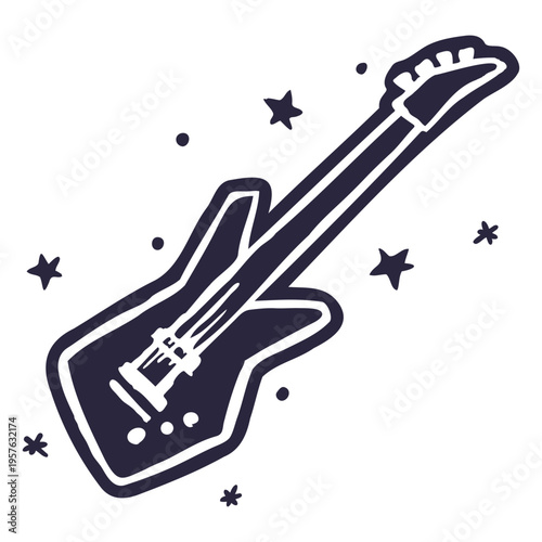 Electric guitar with stars in the background