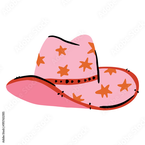 Fotografie Pink cowboy hat with stars on it