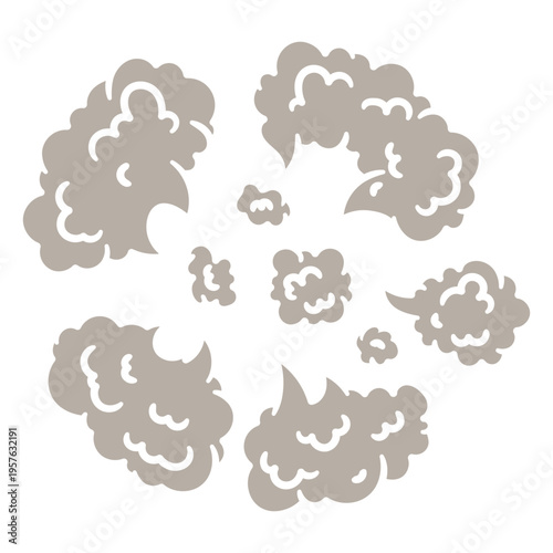 Group of smoke clouds in a circle