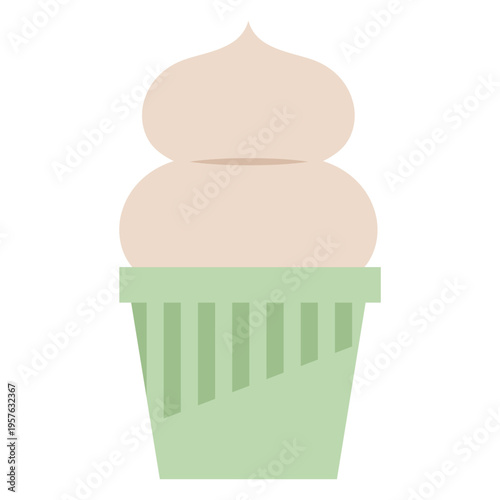 Green cupcake with white frosting