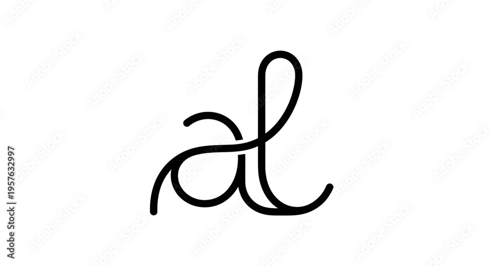 Obraz premium Stylized Flowing Script Letter A Logo Design, isolated white background