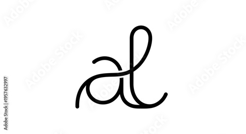 Stylized Flowing Script Letter A Logo Design, isolated white background