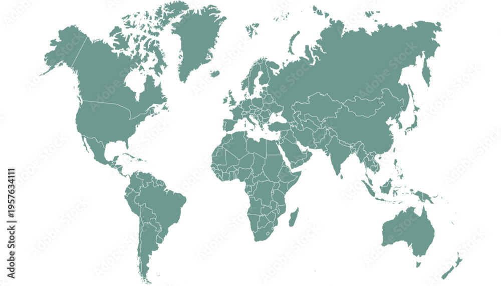 Obraz premium World map. Grey modern vector map. Silhouette map