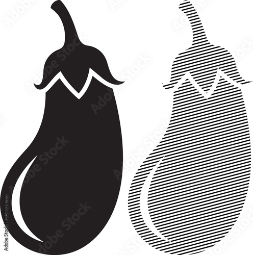 Black and textured eggplant silhouettes with intricate patterns.