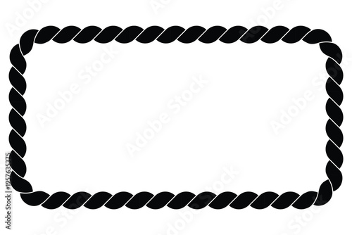 A simple black rope border forms a rectangular frame on a stark white background high-quality