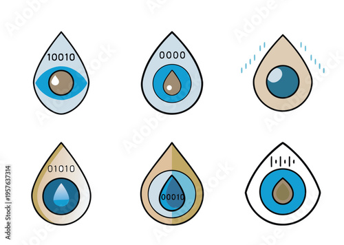 Digital water drops representing binary code and information technology advancements