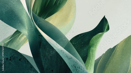 Abstract illustration of layered green leaves with soft textures and gradients