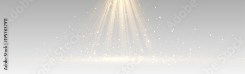 Bright golden spotlight rays illuminate studio or stage scenes dynamically. Glowing light beams create warmth and cinematic highlights. Perfect for product displays, theater, or digital art projects.
