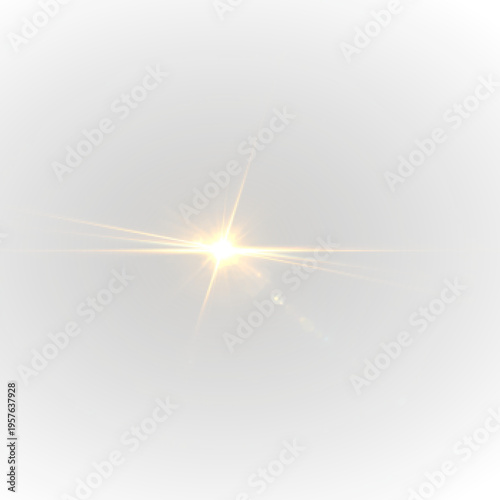 фотографія Golden sunlight pierces fog creating radiant lens flare overlays