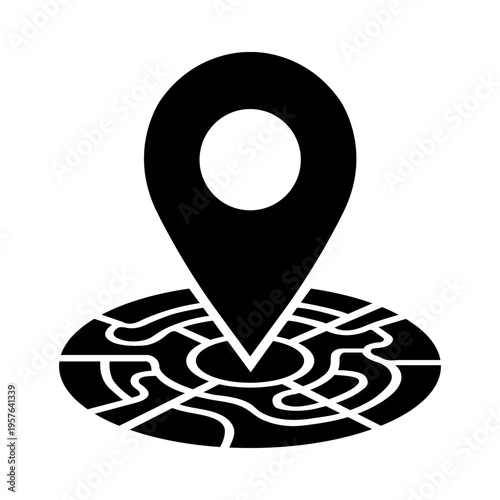 Location pin icon isolated on white background, 3D red map pointer silhouette vector