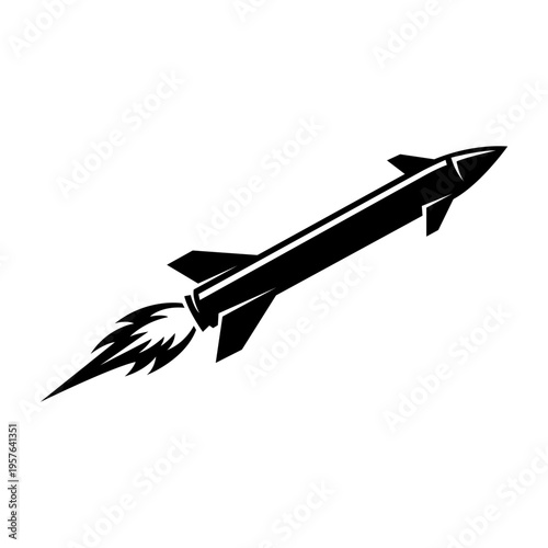 Military Ballistic Missile Rocket Launch Weapon Silhouette Vector Icon Illustration for Defense and Security