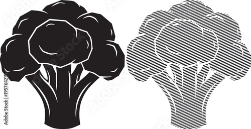 Illustrative comparison of a solid and textured broccoli floret design