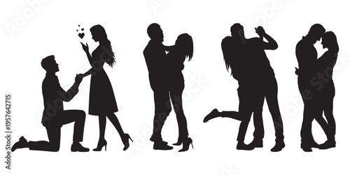silhouette of a couple dancing, frequently used for wedding-themed designs, invitations, or romance couples . silhouettes of people. silhouette of people. silhouettes of people dancing