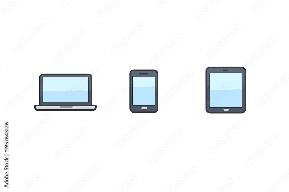 Fototapeta premium A minimalist vector illustration of three common electronic devices