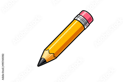 A vector illustration of a classic yellow pencil with a pink eraser