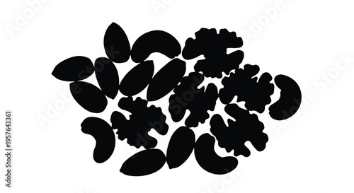 Cashews nuts pile heap illustration on white background, healthy snack food, vegetarian cuisine, culinary ingredients, foodie, eating, nutrition, delicious, tasty, fresh