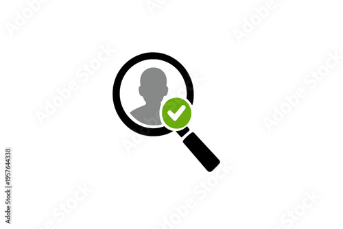 A minimalist vector illustration of a magnifying glass over a human