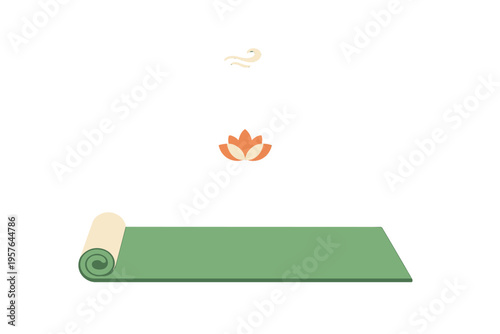 A minimalist illustration of a green yoga mat unrolled on a white