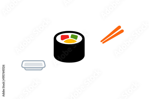 A minimalist vector illustration of a single sushi maki roll with