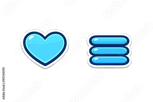 Two glossy blue game interface icons isolated on a white background