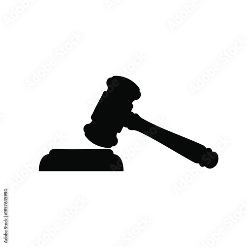 Judge gavel silhouette vector flat illustration design.