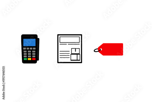 A flat illustration featuring three icons