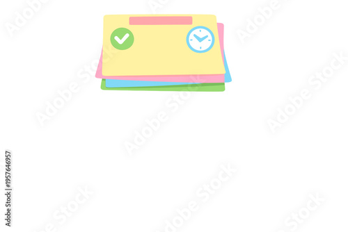 A minimalist illustration of a stack of colorful sticky notes or task