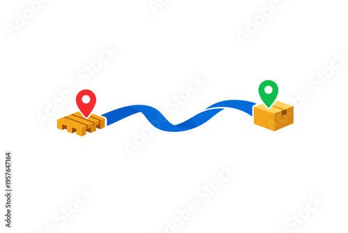A conceptual illustration showing a blue wavy path connecting a