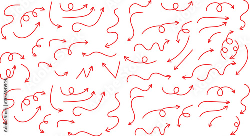 Hand-drawn Arrow Vector Icon Set. Sketch Arrow Design For Business Plan. Vector Illustration