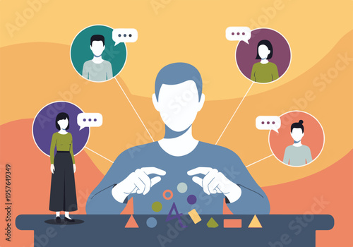 Person processing information and feedback from a network of individuals