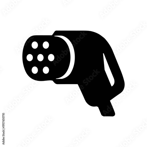 Fuel Pump Nozzle Icon for Gas Station, Refueling, Vehicle Service - Solid Black Icon Vector Illustration