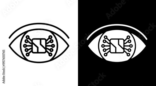 Vision Icon. Two-Tone Version On Black And White Background.