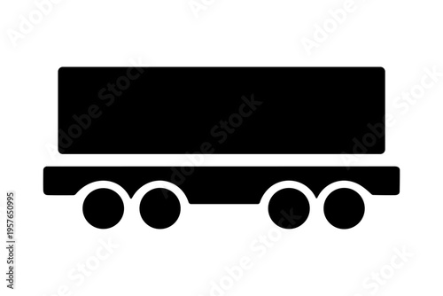Cargo trailer logistics solid black icon vector illustration